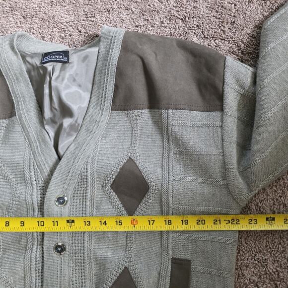 Vintage Wool Argyle Cardigan Sweater Mens M Beige Equestrian Preppy Coat Lined - Picture 7 of 10